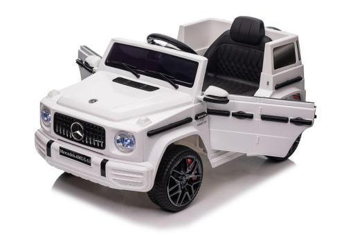 Elektro Kinderauto "Mercedes G63 AMG" - Lizenziert - 12V Akku,2 Motoren- 2,4Ghz Fernsteuerung, MP3+Ledersitz+EVA-Weiss – Bild 2