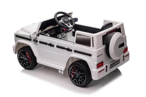 Elektro Kinderauto "Mercedes G63 AMG" - Lizenziert - 12V Akku,2 Motoren- 2,4Ghz Fernsteuerung, MP3+Ledersitz+EVA-Weiss – Bild 9