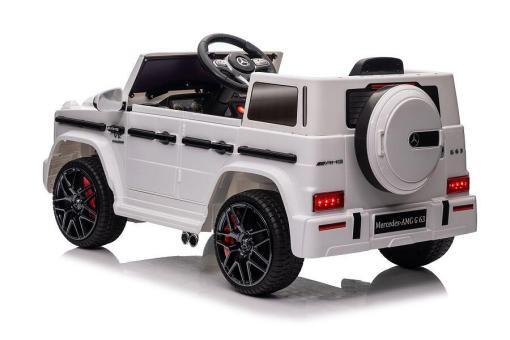 Elektro Kinderauto "Mercedes G63 AMG" - Lizenziert - 12V Akku,2 Motoren- 2,4Ghz Fernsteuerung, MP3+Ledersitz+EVA-Weiss – Bild 10