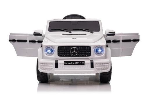 Elektro Kinderauto "Mercedes G63 AMG" - Lizenziert - 12V Akku,2 Motoren- 2,4Ghz Fernsteuerung, MP3+Ledersitz+EVA-Weiss – Bild 3